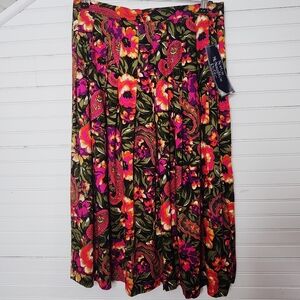 Vintage Norton McNaughton Petite Floral Paisley Maxi Skirt Rayon Size 14 USA